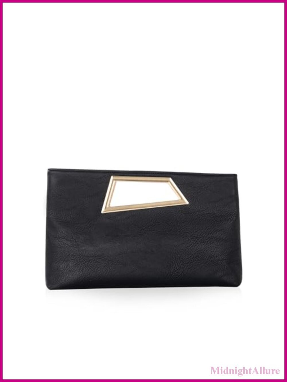 PU Leather Clutch Purse Metallic Geo Top Handle Evening Bag